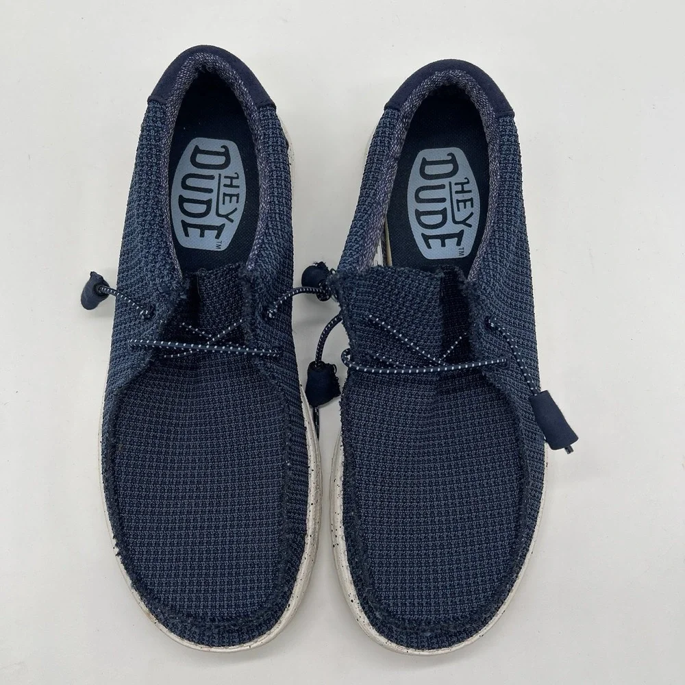 Hey Dude Shoes Men's Sz‎ 8 Navy Wally Sport Mesh Slip On Loafers Casual